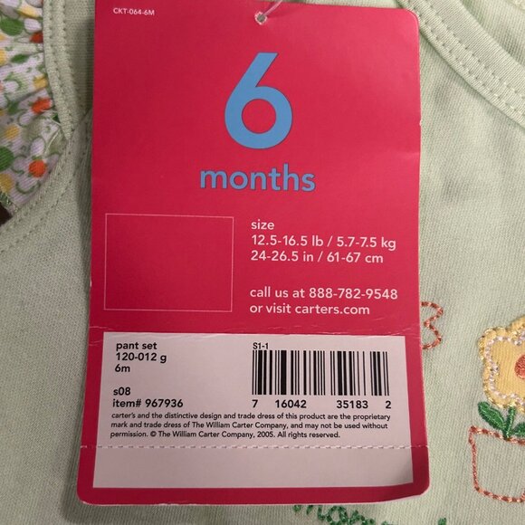 Carters Cute & Comfy 2 Piece Cotton Top & Bottom 6 Mo Mommy's Little Blossom - Picture 9 of 9